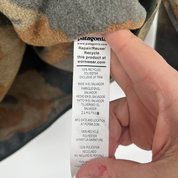 Patagonia Kids Lightweight Synchilla Snap-T Pullover Green Camo Size Large EUC - Picture 6 of 9